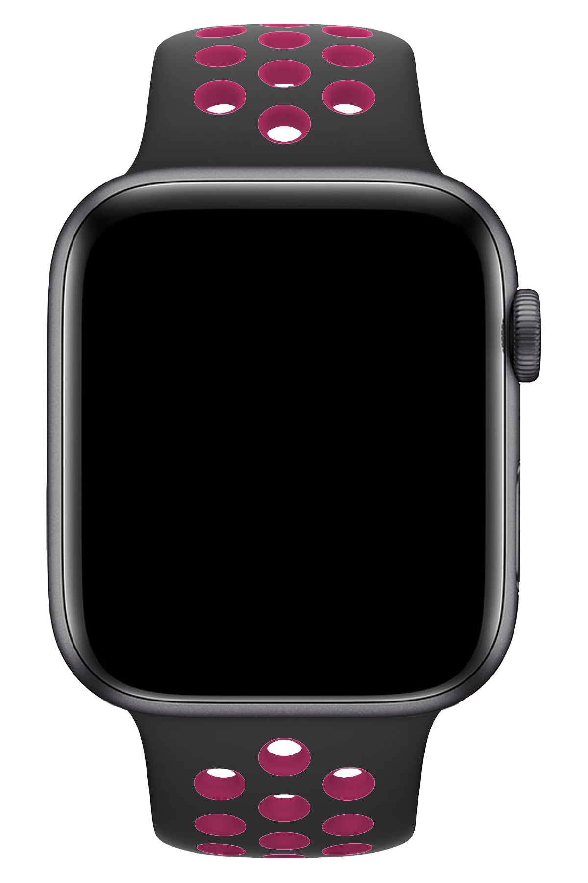 Apple Watch Uyumlu Silikon Delikli Spor Kordon Siyah Pembe  bikordon