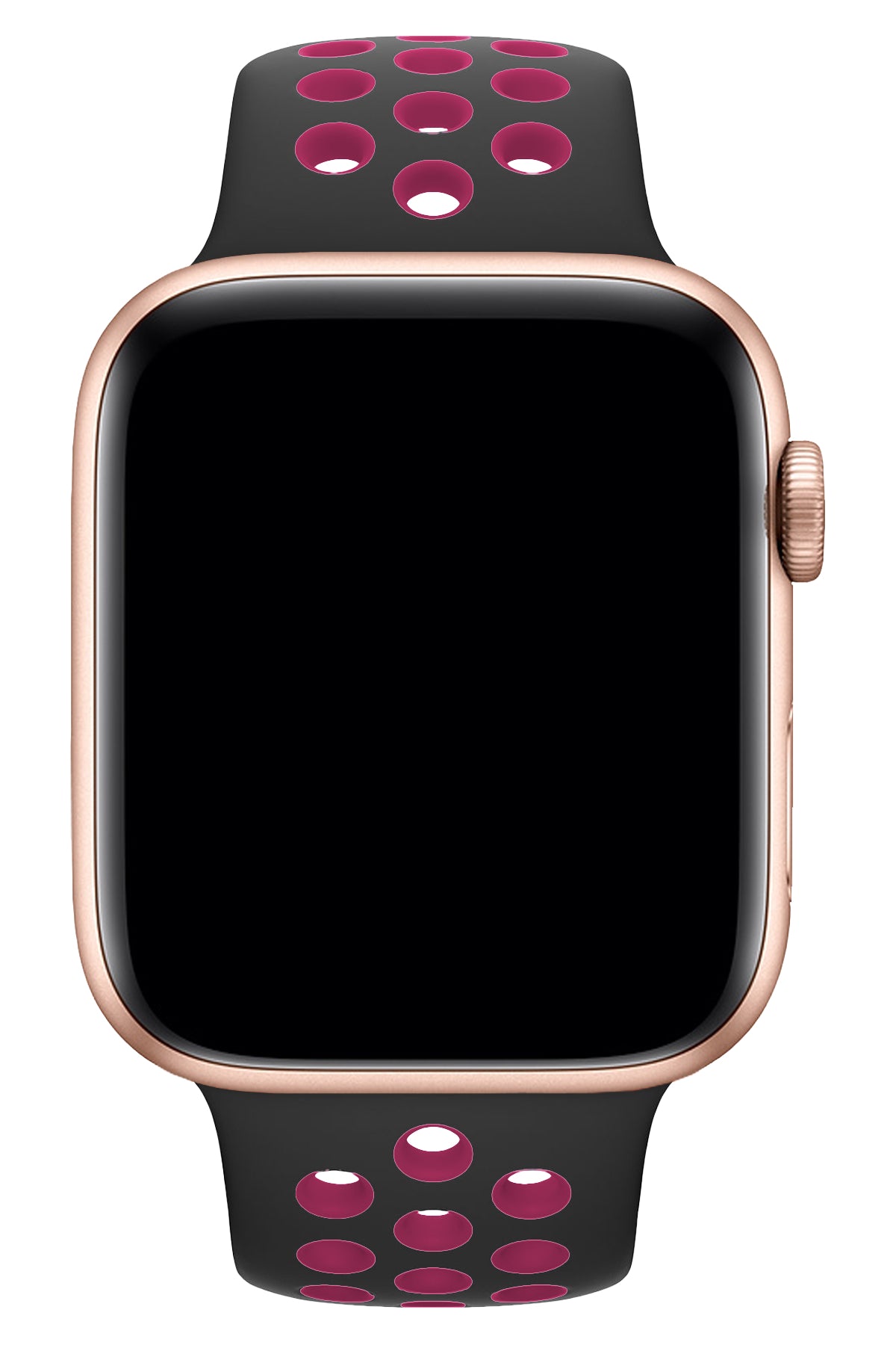 Apple Watch Uyumlu Silikon Delikli Spor Kordon Siyah Pembe  bikordon