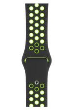Apple Watch Uyumlu Silikon Delikli Spor Kordon Siyah Yeşil  bikordon