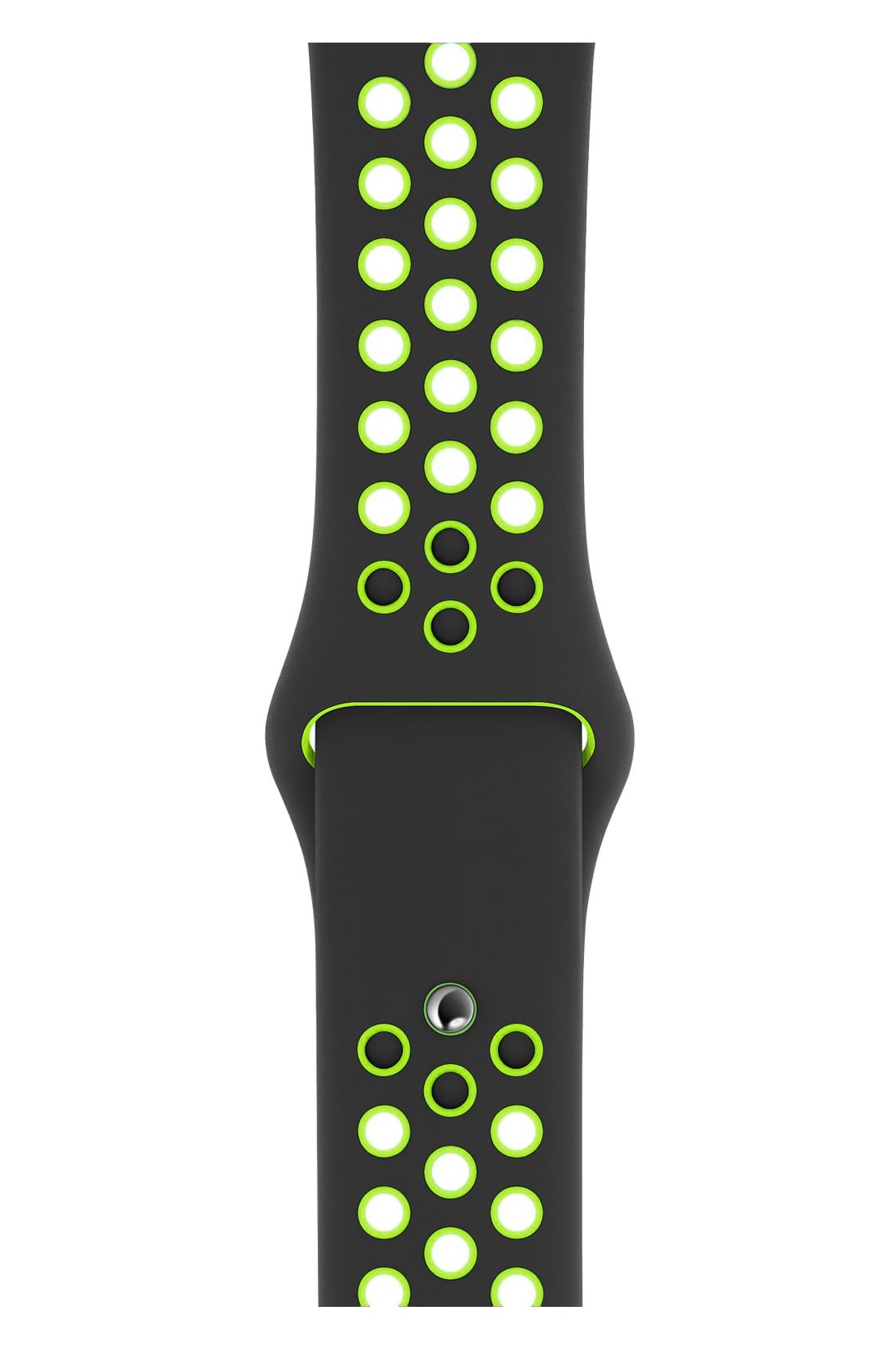 Apple Watch Uyumlu Silikon Delikli Spor Kordon Siyah Yeşil  bikordon