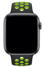 Apple Watch Uyumlu Silikon Delikli Spor Kordon Siyah Yeşil