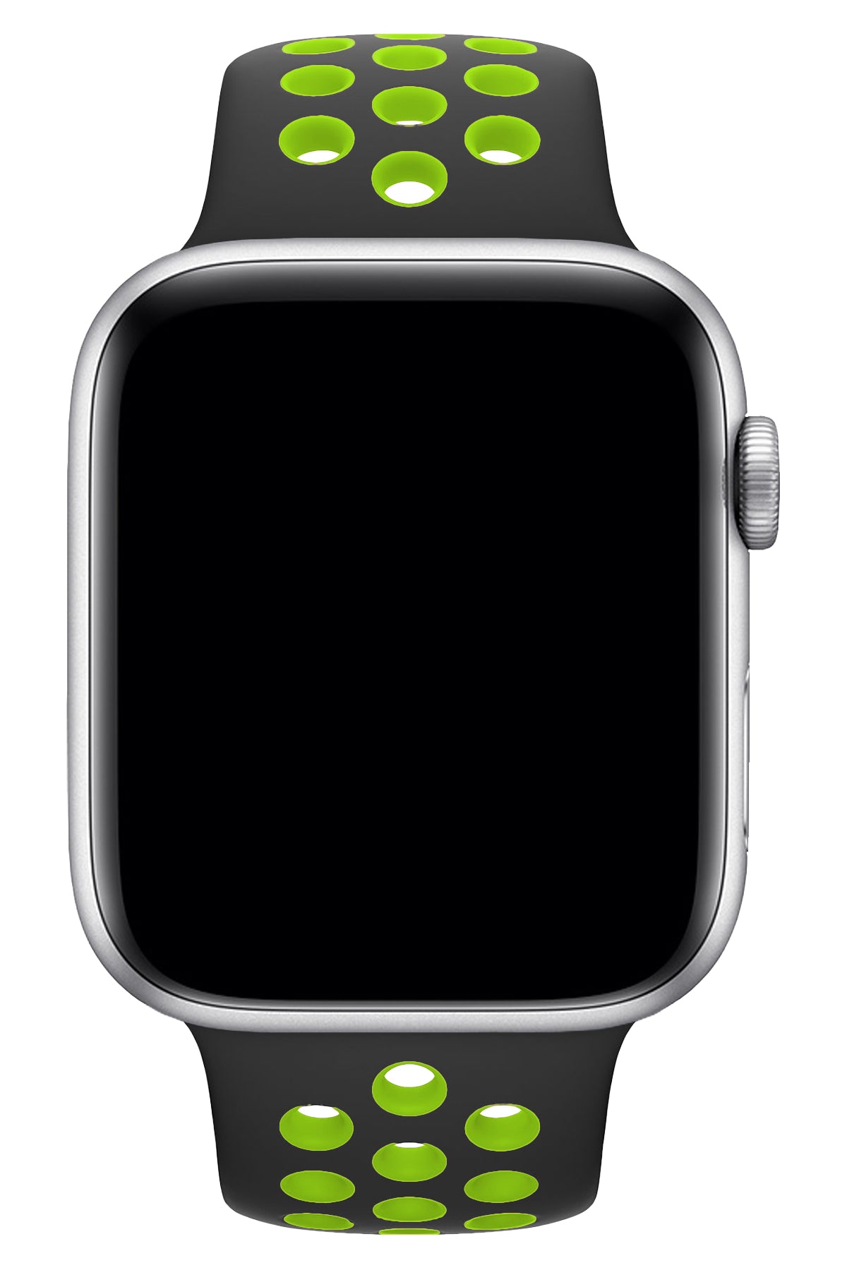 Apple Watch Uyumlu Silikon Delikli Spor Kordon Siyah Yeşil  bikordon