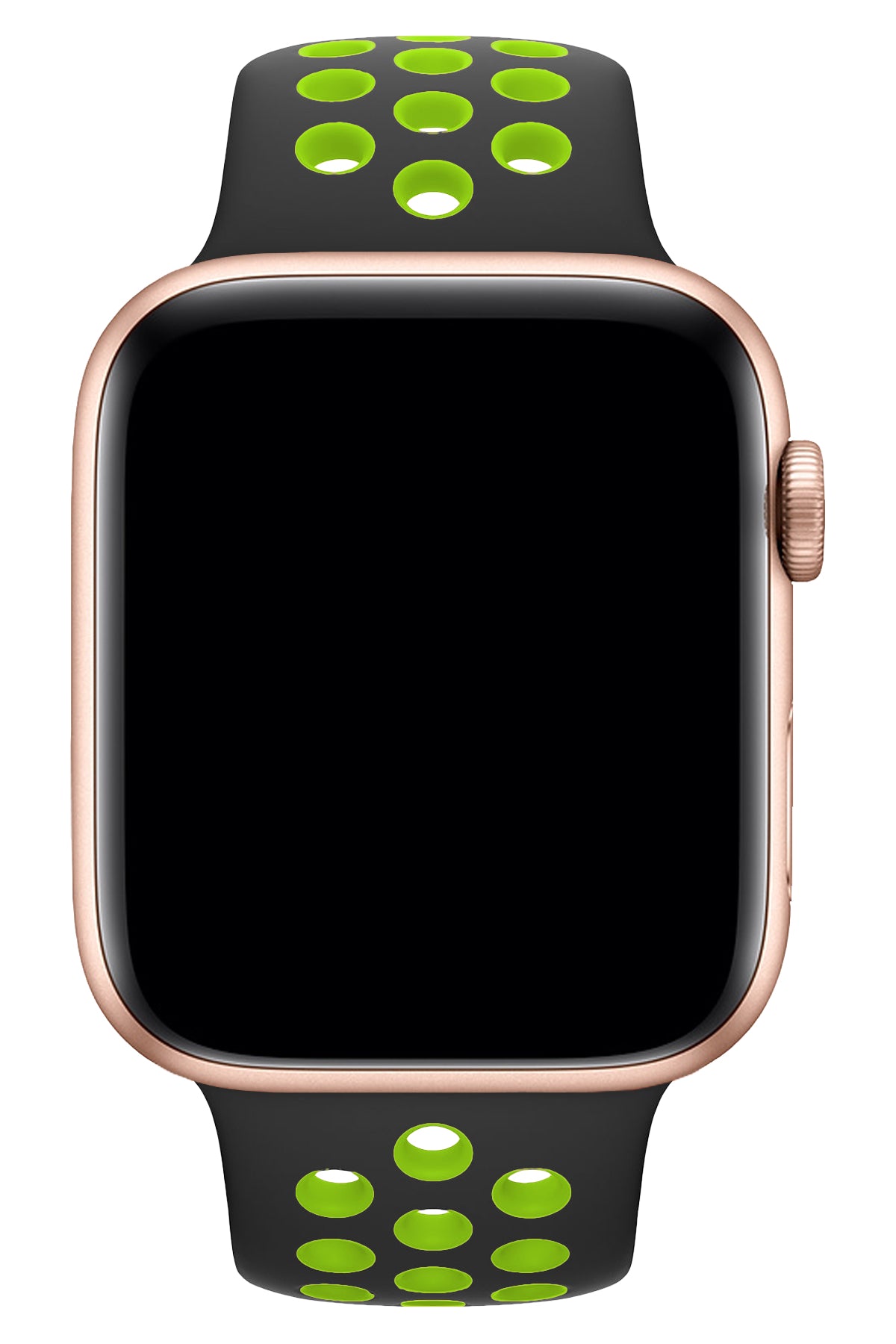 Apple Watch Uyumlu Silikon Delikli Spor Kordon Siyah Yeşil  bikordon
