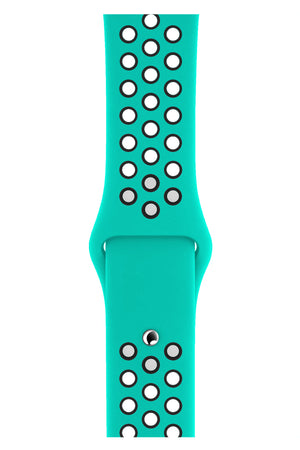 Apple Watch Compatible Silicone Perforated Sport Band Turquoise Black 