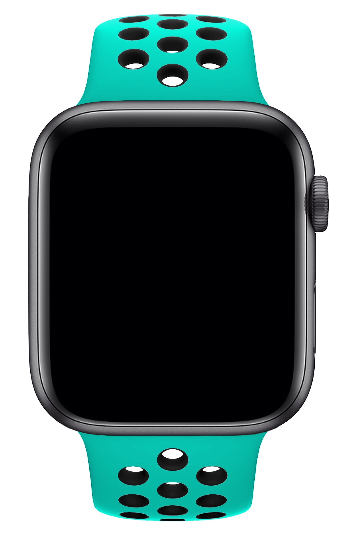 Apple Watch Uyumlu Silikon Delikli Spor Kordon Turkuaz Siyah  bikordon