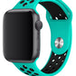 Apple Watch Uyumlu Silikon Delikli Spor Kordon Turkuaz Siyah  bikordon