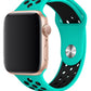Apple Watch Uyumlu Silikon Delikli Spor Kordon Turkuaz Siyah  bikordon
