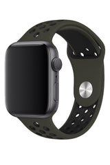 Apple Watch Compatible Silicone Perforated Sport Band Olive Green 