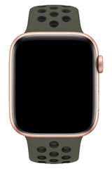 Apple Watch Compatible Silicone Perforated Sport Band Olive Green 