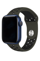Apple Watch Compatible Silicone Perforated Sport Band Olive Green 