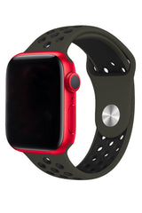 Apple Watch Compatible Silicone Perforated Sport Band Olive Green 