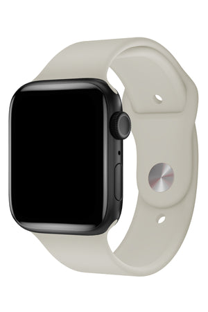 Apple Watch Uyumlu Silikon Spor Kordon Beige Beyaz  bikordon