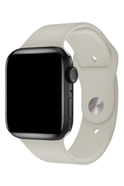 Apple Watch Uyumlu Silikon Spor Kordon Beige Beyaz  bikordon