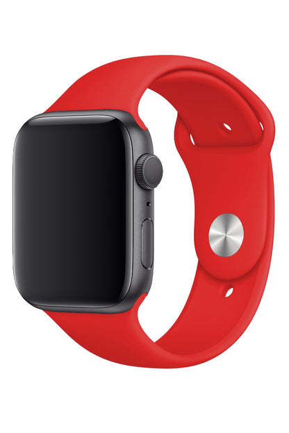Apple Watch Uyumlu Silikon Spor Kordon Kırmızı  bikordon