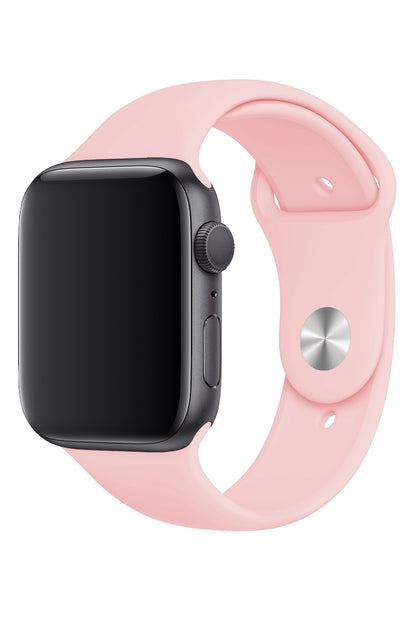Apple Watch Uyumlu Silikon Spor Kordon Kum Pembe  bikordon
