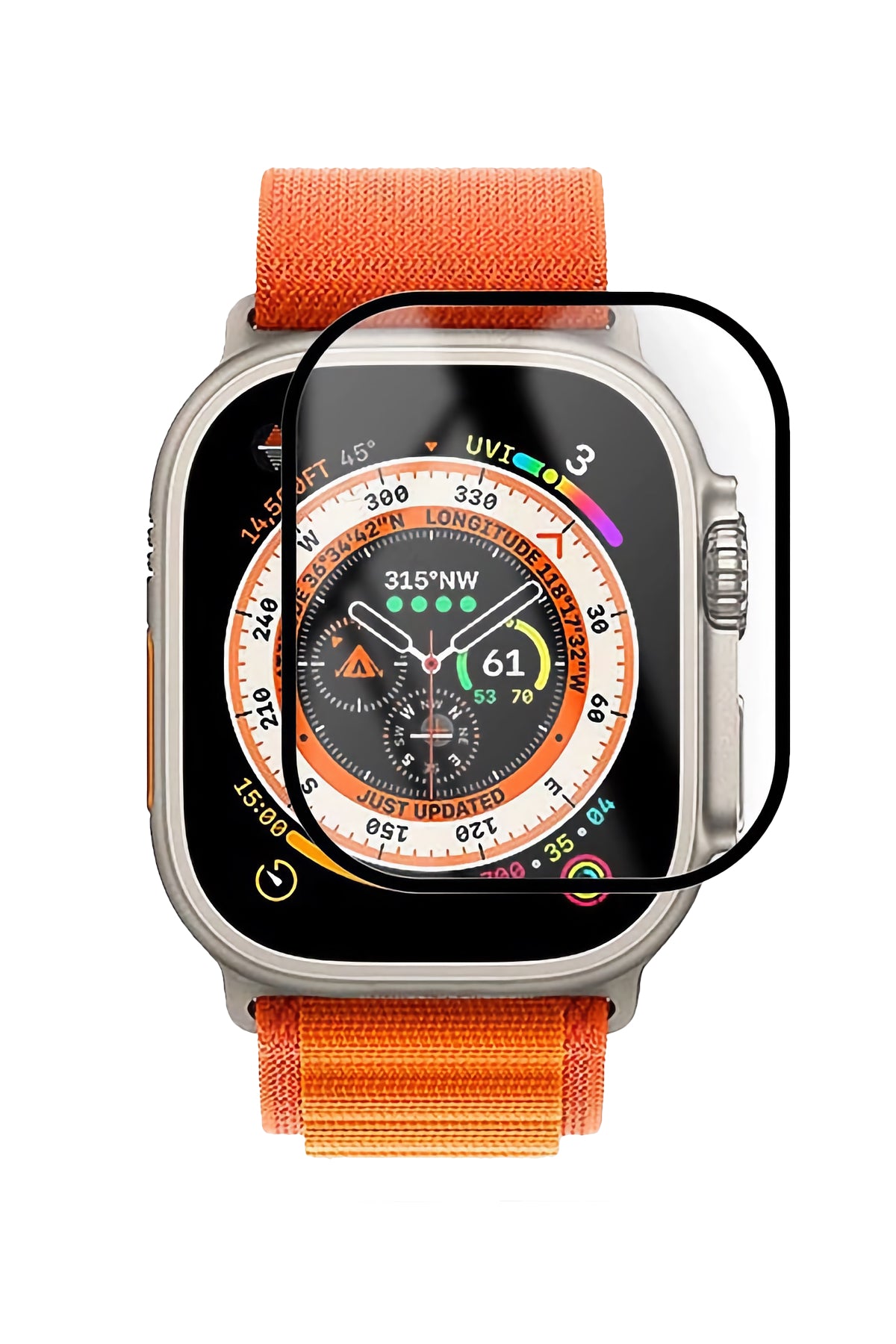 Apple Watch Ultra Uyumlu Ekran Koruyucu Full Yapışkanlı