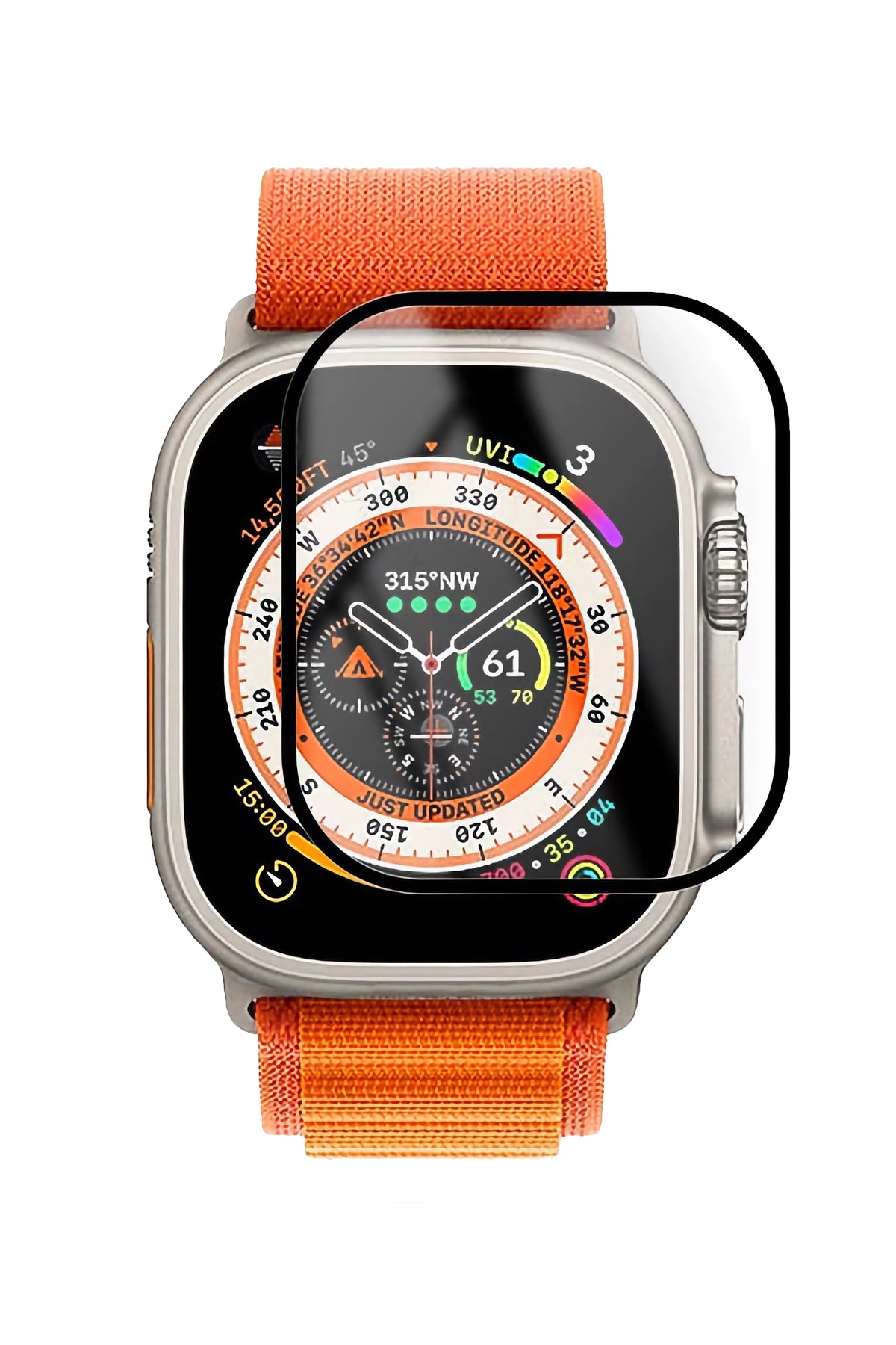 Apple Watch Ultra Uyumlu Ekran Koruyucu Full Yapışkanlı 49mm bikordon