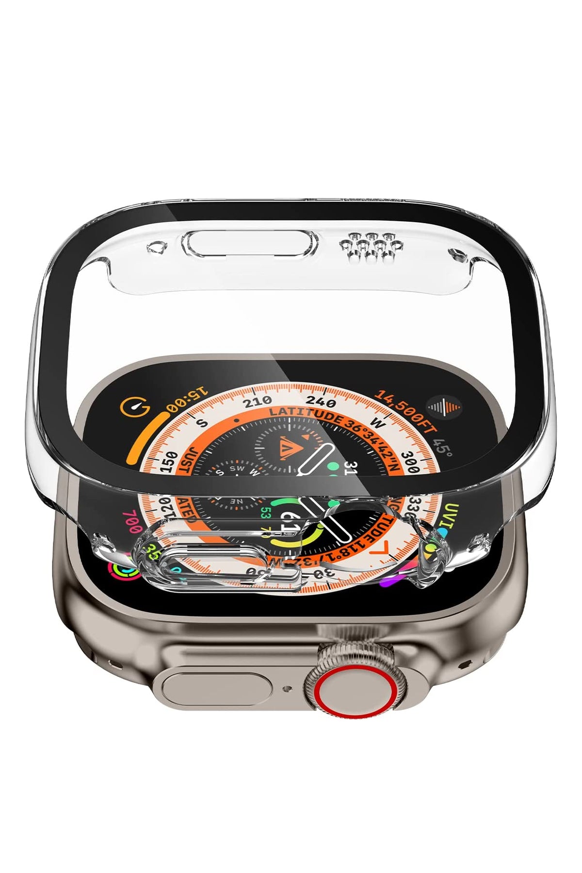 Apple Watch Ultra Uyumlu Ekran Koruyucu Kasa Tuş Korumalı Şeffaf  bikordon