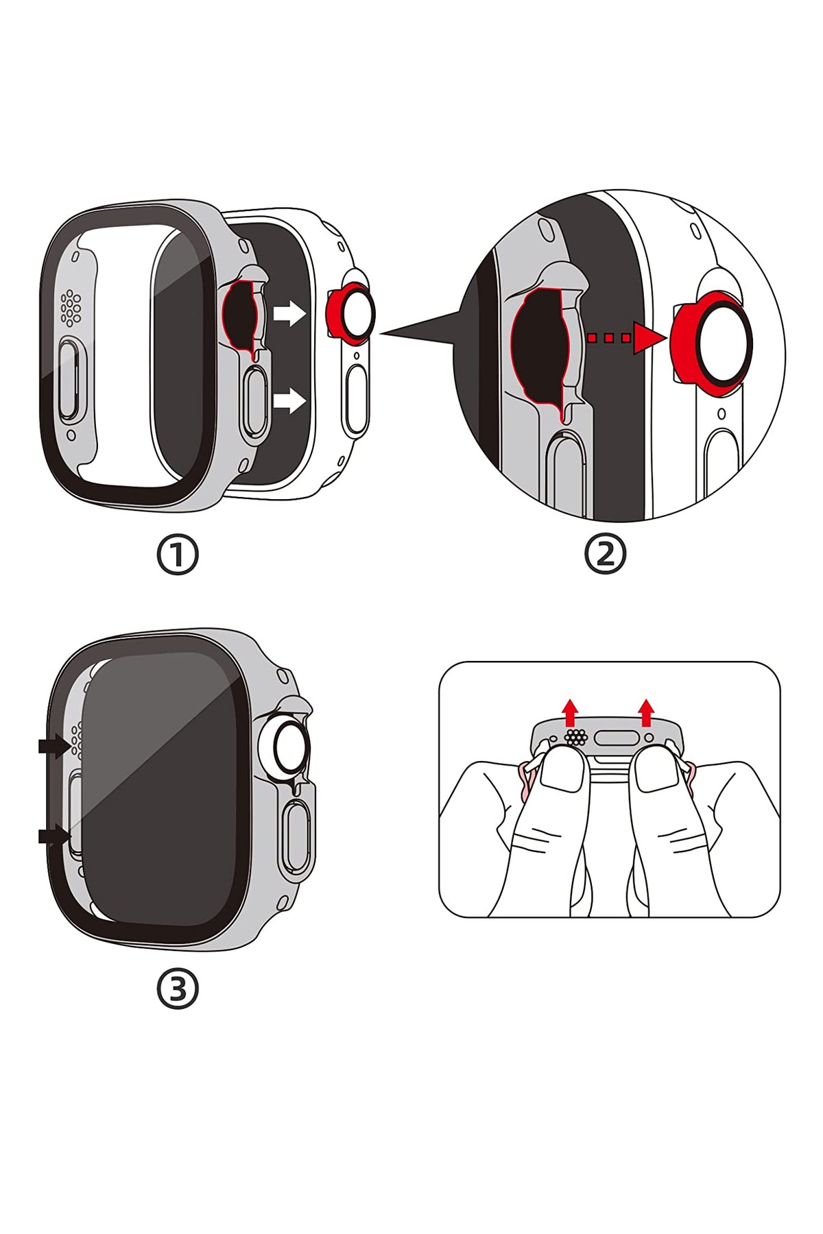 Apple Watch Ultra Uyumlu Ekran Koruyucu Kasa Tuş Korumalı Şeffaf  bikordon