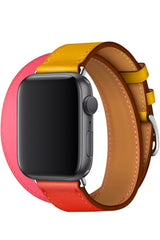 Apple Watch Uyumlu Spiralis Deri Kordon Altuni Pembe