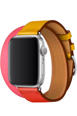 Apple Watch Uyumlu Spiralis Deri Kordon Altuni Pembe