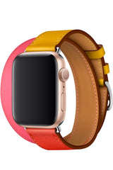 Apple Watch Uyumlu Spiralis Deri Kordon Altuni Pembe
