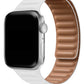 Apple Watch Uyumlu Baklalı Deri Loop Kordon Beyaz  bikordon