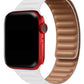 Apple Watch Uyumlu Baklalı Deri Loop Kordon Beyaz  bikordon