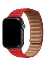 Apple Watch Uyumlu Baklalı Deri Loop Kordon Core Kırmızı  bikordon