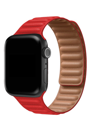 Apple Watch Uyumlu Baklalı Deri Loop Kordon Core Kırmızı  bikordon