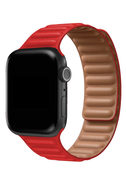 Apple Watch Uyumlu Baklalı Deri Loop Kordon Core Kırmızı  bikordon