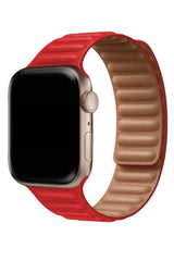 Apple Watch Uyumlu Baklalı Deri Loop Kordon Core Kırmızı