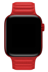 Apple Watch Uyumlu Baklalı Deri Loop Kordon Core Kırmızı