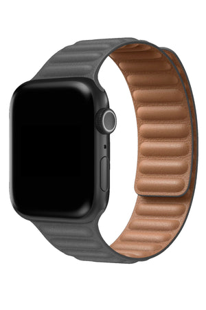 Apple Watch Uyumlu Baklalı Deri Loop Kordon Gri  bikordon