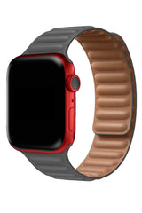 Apple Watch Uyumlu Baklalı Deri Loop Kordon Gri