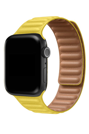 Apple Watch Uyumlu Baklalı Deri Loop Kordon Limoni  bikordon