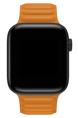 Apple Watch Compatible Linked Leather Loop Band Peel Orange 