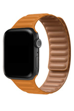 Apple Watch Uyumlu Baklalı Deri Loop Kordon Peel Turuncu  bikordon