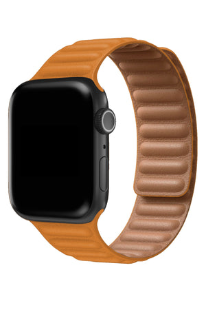 Apple Watch Uyumlu Baklalı Deri Loop Kordon Peel Turuncu  bikordon