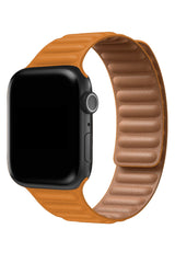 Apple Watch Compatible Linked Leather Loop Band Peel Orange 