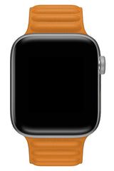 Apple Watch Compatible Linked Leather Loop Band Peel Orange 