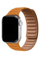 Apple Watch Compatible Linked Leather Loop Band Peel Orange 