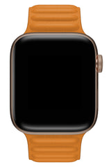 Apple Watch Compatible Linked Leather Loop Band Peel Orange 