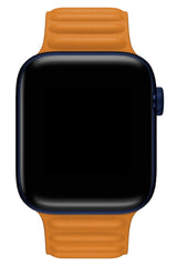 Apple Watch Compatible Linked Leather Loop Band Peel Orange 