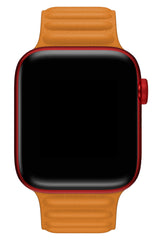 Apple Watch Compatible Linked Leather Loop Band Peel Orange 