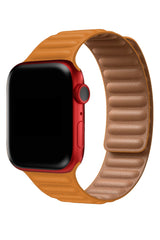 Apple Watch Compatible Linked Leather Loop Band Peel Orange 