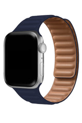 Apple Watch Uyumlu Baklalı Deri Loop Kordon Royal Mavi