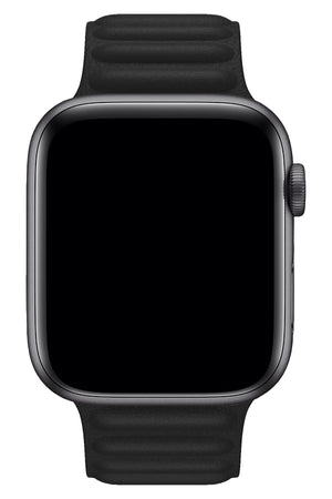 Apple Watch Uyumlu Baklalı Deri Loop Kordon Siyah  bikordon