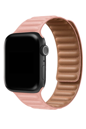 Apple Watch Uyumlu Baklalı Deri Loop Kordon Somon  bikordon