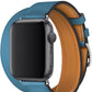 Apple Watch Compatible Spiralis Leather Band Steel Blue 